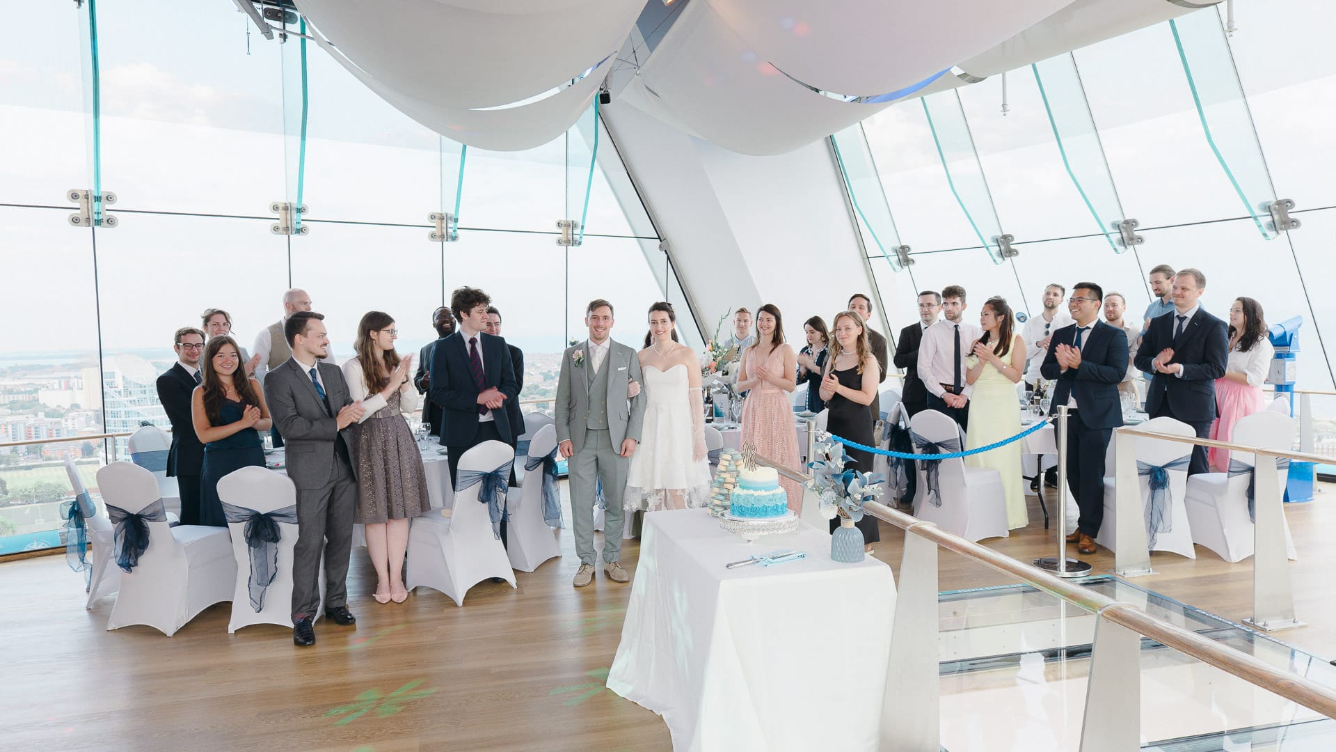 Spinnaker Tower wedding – applause for the couple